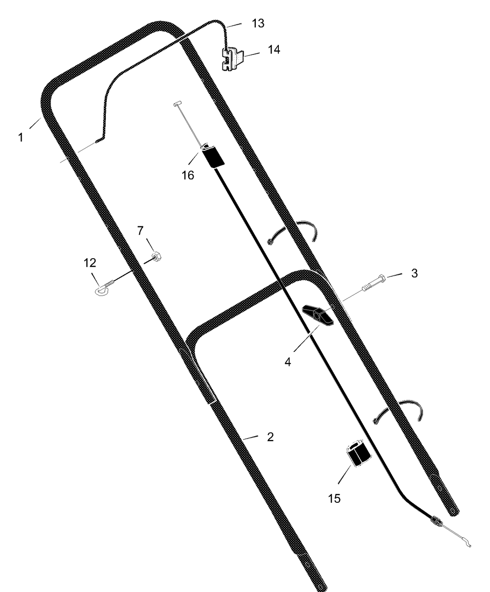 Handle Assembly Diagram and Parts List for 225111X194B 2001 Briggs and Stratton Lawn Mower